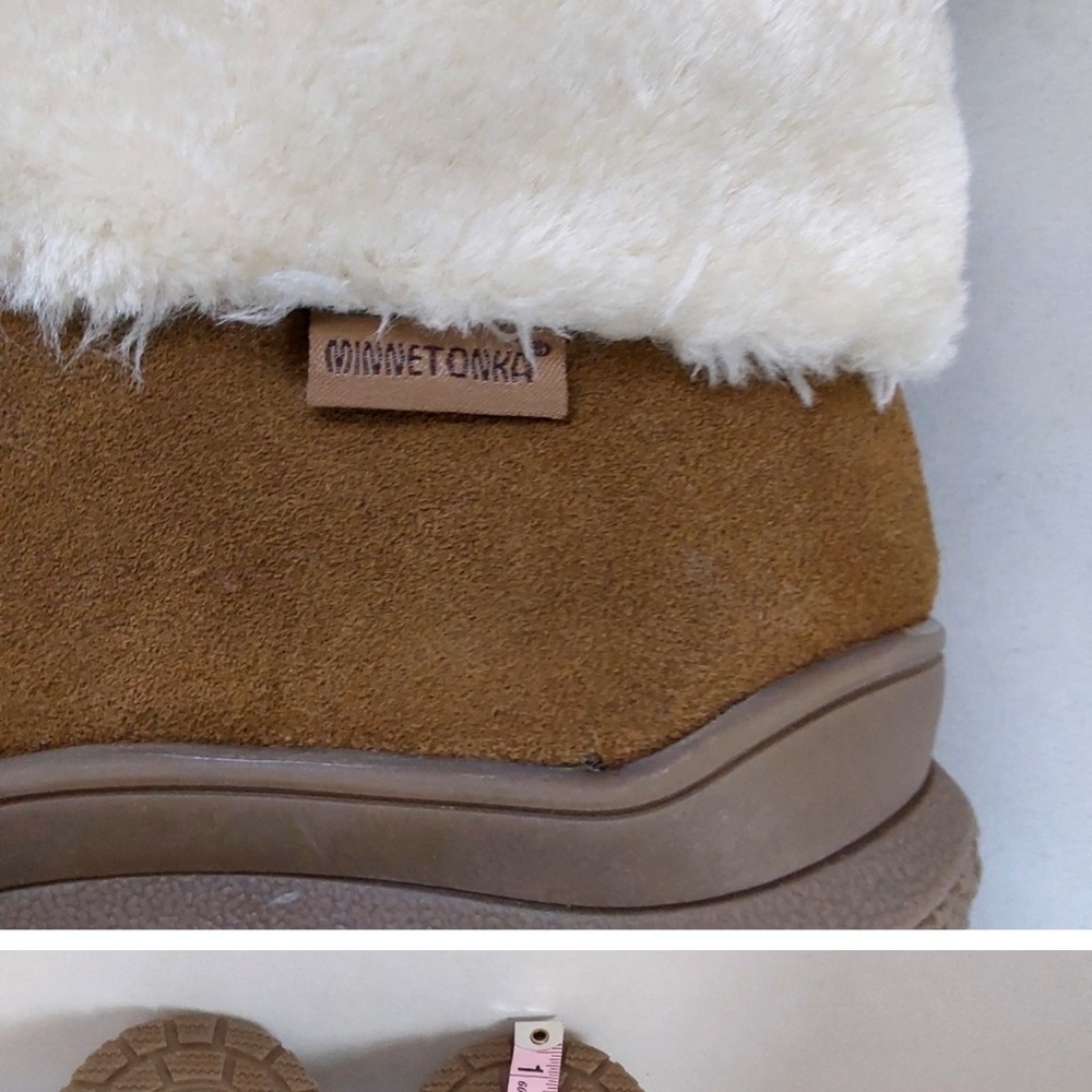Minnetonka Leather Genuine Suede Lined Sherpa Lined Water Resistant Ankle Winter - Picture 7 of 11